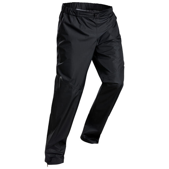 Men Mountain Hiking Waterproof Overtrousers Quechua MH500 Black