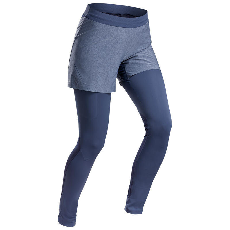 Legging short ultra léger - randonnée rapide - FH900 bleu - Femme