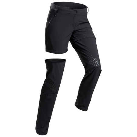 Pantalón desmontable de Montaña y Trekking, Quechua, MH 550, Mujer, Negro