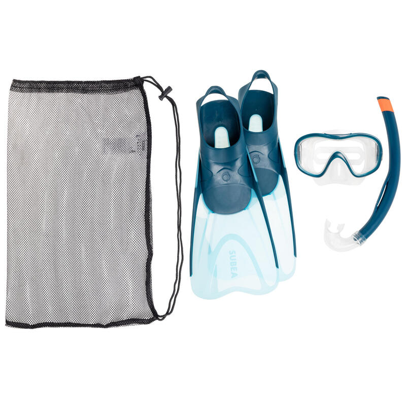 Kit maschera/boccaglio/pinne snorkeling adulto