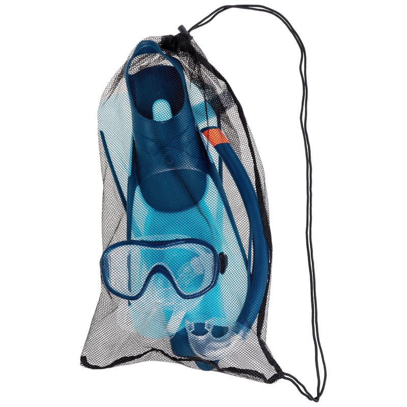 Kit Buceo Aletas Máscara Tubo Snorkel SNK 500 Adulto Azul