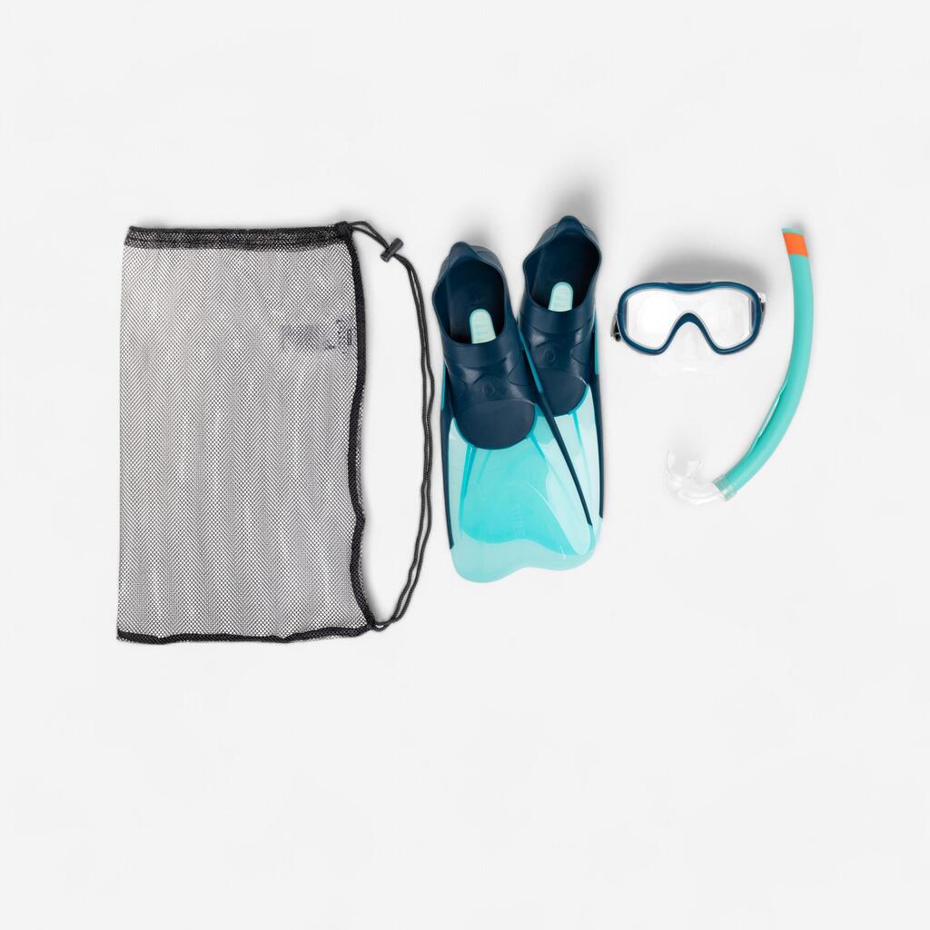Kit palmes masque tuba de snorkeling SNK 500 enfant turquoise