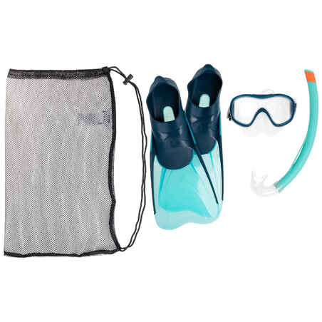 Kids' Snorkelling Mask Snorkel Fins Set SNK 500 - Turquoise