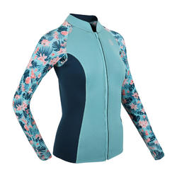女款氯丁橡膠（neoprene）保暖長袖上衣500－ 淺碧藍色