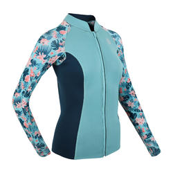 女款氯丁橡膠(neoprene)保暖長袖上衣500- 淺碧藍色