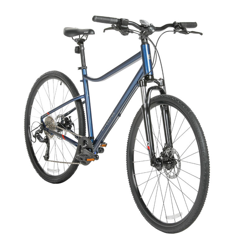 Riverside 500 hybrid bike in blue