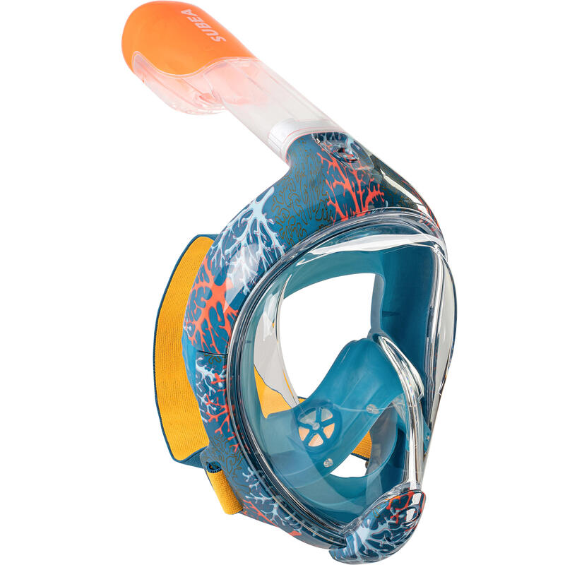 Dětská celoobličejová maska Easybreath XS (6–10 let) korálovo-modrá