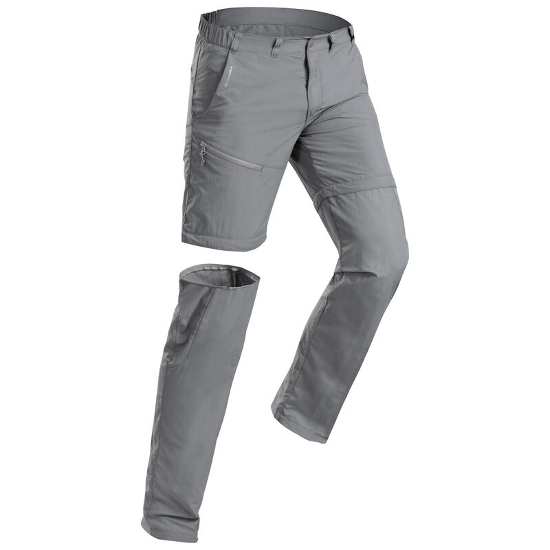 Pantalón desmontable de montaña y trekking Hombre Quechua MH150 gris