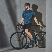 Men's Short-Sleeved Warm Weather Road Cycling Jersey RC100 - Snow/Blue
