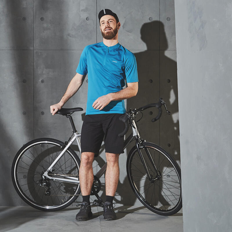 Erkek Kısa Kollu Yol Bisikleti Forması - Mavi - Essentiel