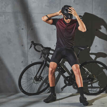 RC500 Short-Sleeved Road Cycling Jersey - Black/Burgundy