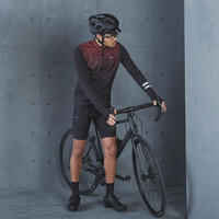 Maillot ciclismo manga larga hombre Triban RC500 Shield negro burdeos