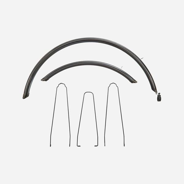 Black front and rear mudguards with metal stays
