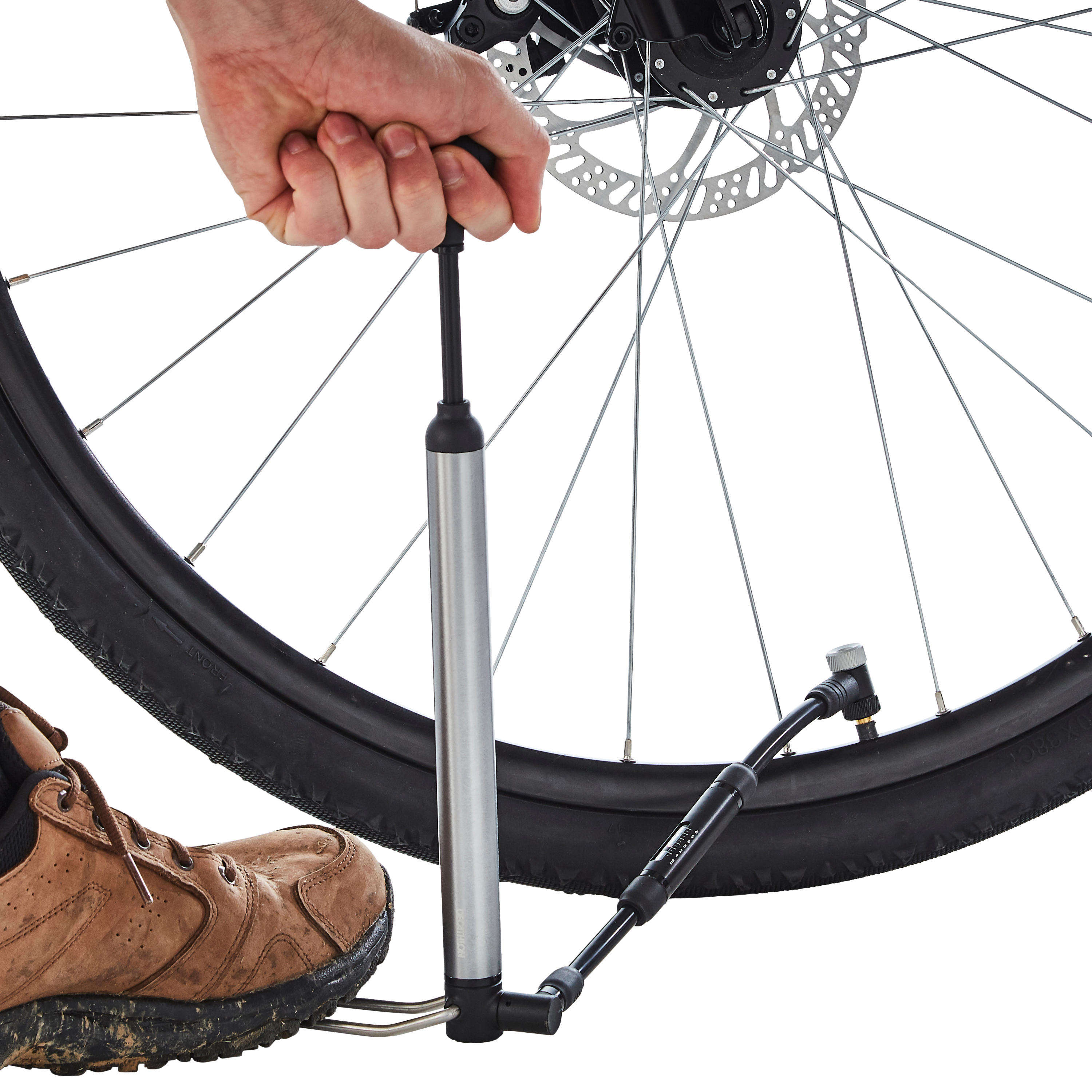 Portable Hybrid Bike Hand & Foot Pump Btwin Decathlon