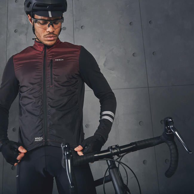 Download Long-Sleeved Road Cycling Jersey RC500 Shield - Burgundy