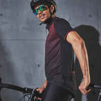 RC500 Short-Sleeved Road Cycling Jersey - Black/Burgundy