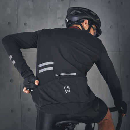 Maillot ciclismo manga larga hombre Triban RC500 Shield negro burdeos