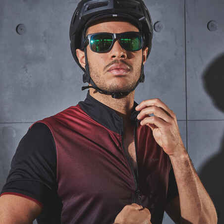 RC500 Short-Sleeved Road Cycling Jersey - Black/Burgundy
