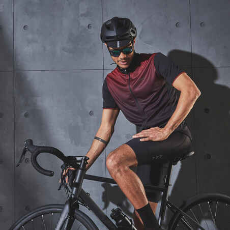 RC500 Short-Sleeved Road Cycling Jersey - Black/Burgundy