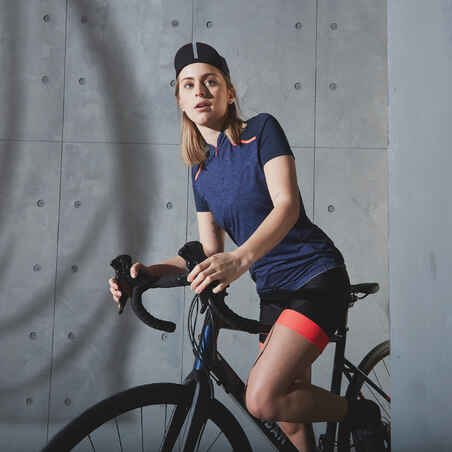 500 Women's Short-Sleeved Cycling Jersey - Navy