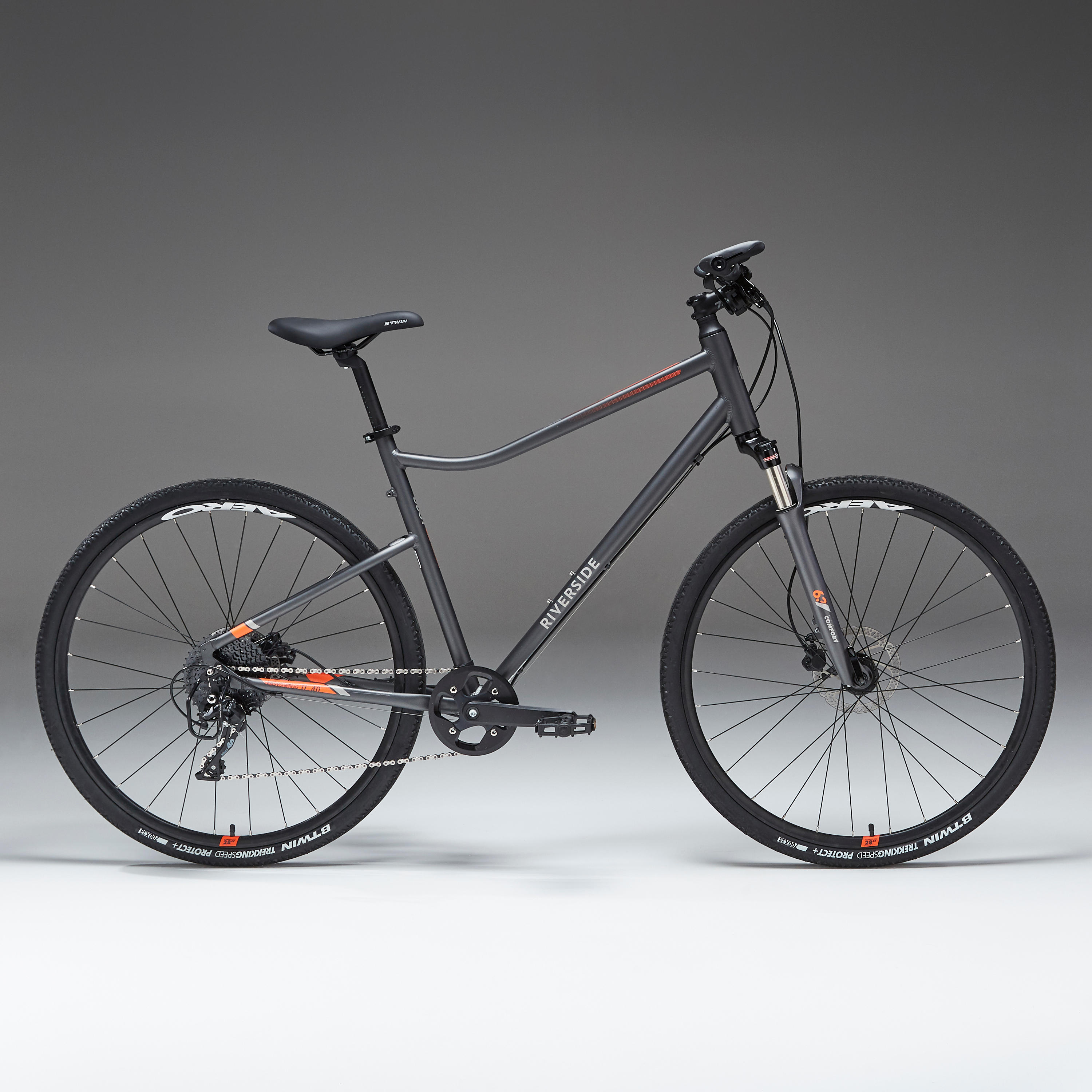 HYBRID BIKE RIVERSIDE 900 - GREY/ORANGE 9/11