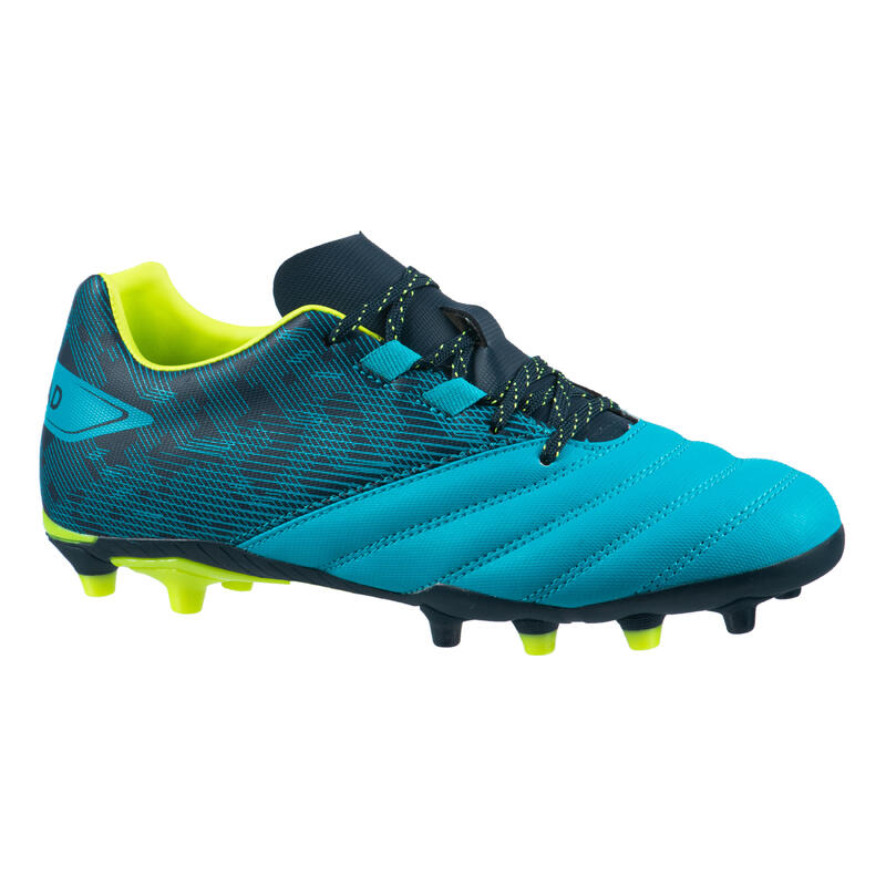 CHAUSSURES DE RUGBY MOULÉES TERRAIN SEC R500 ENFANT bleu