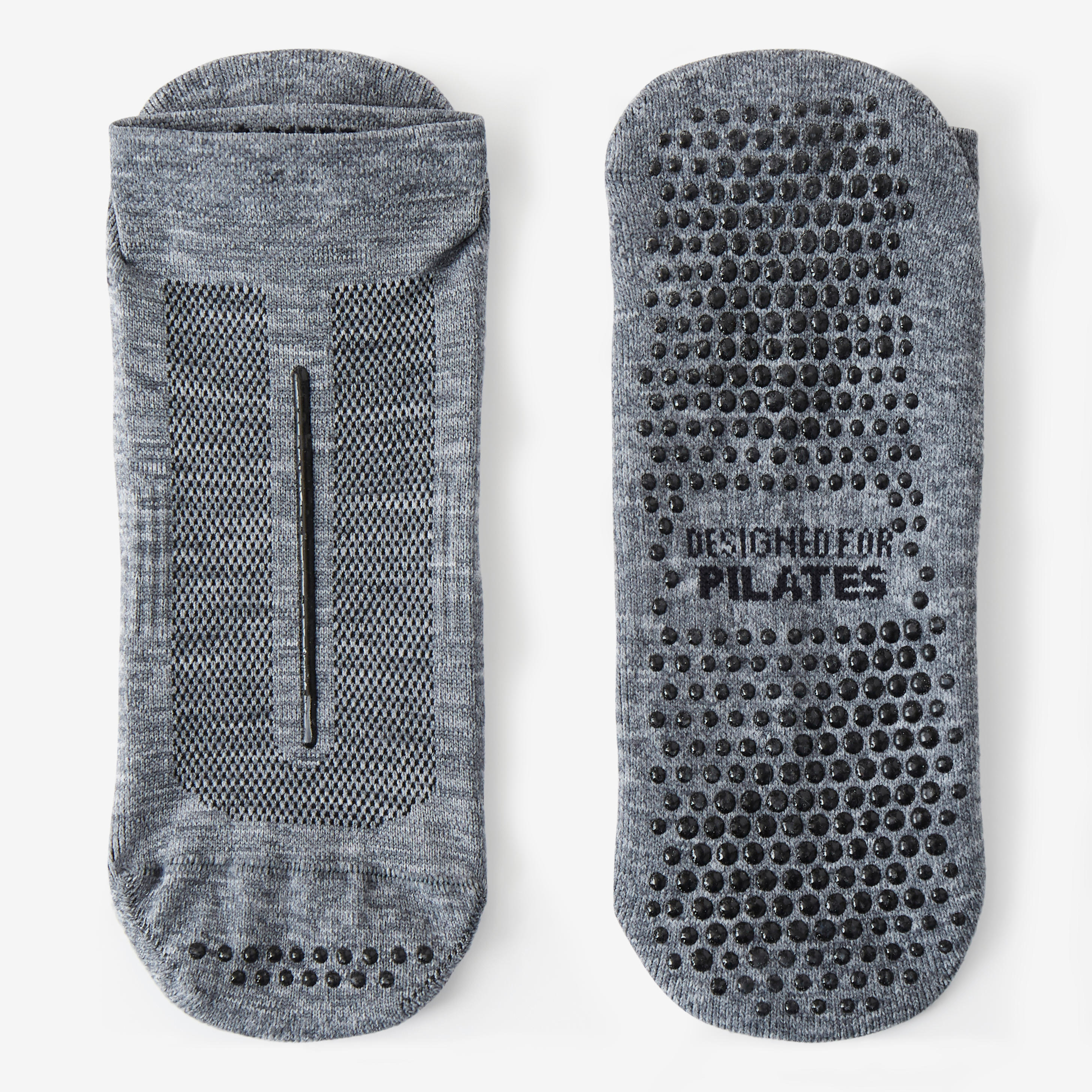 Calcetines Fitness 500 Mujer Gris Antideslizantes 6/10
