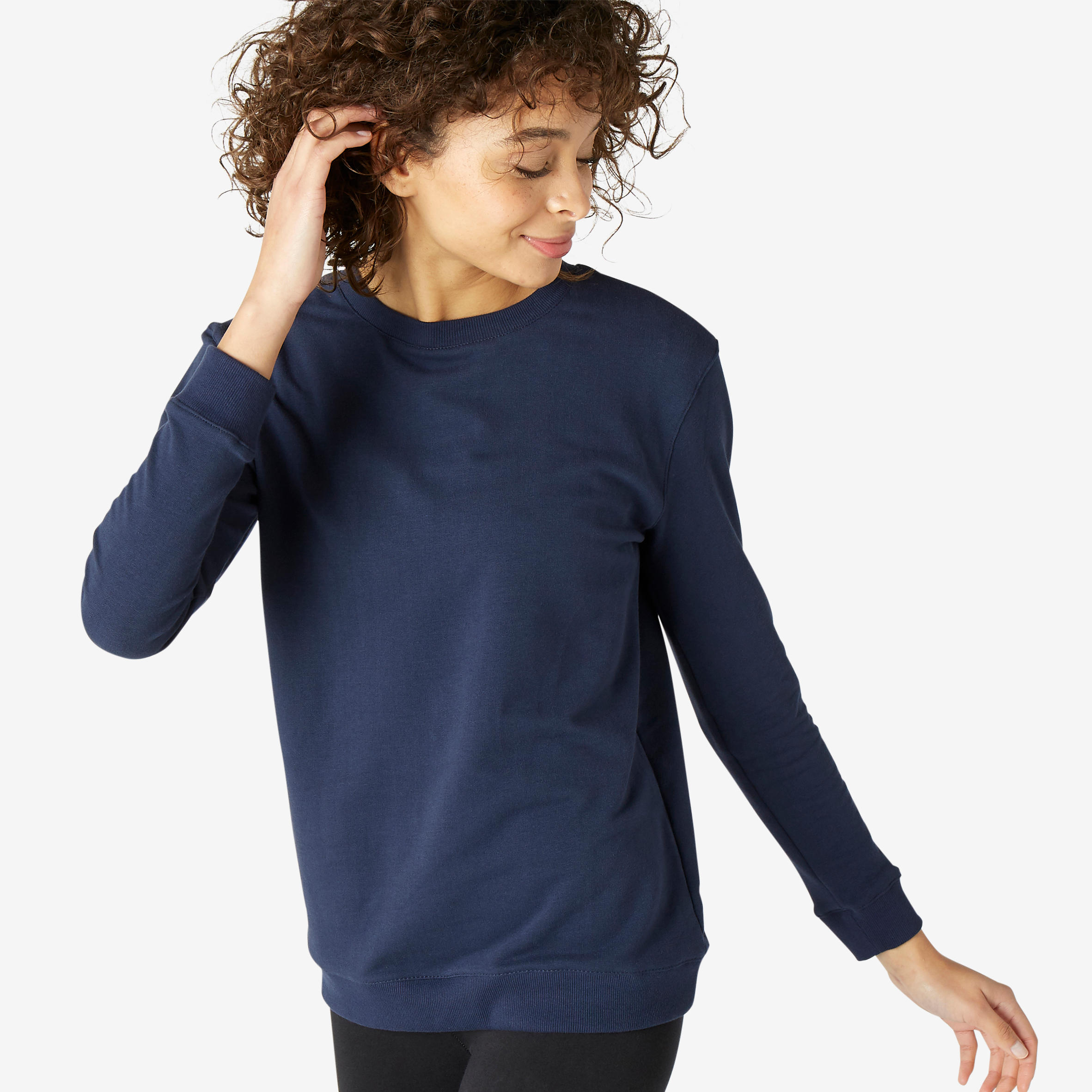 Women's Fitness Sweatshirt 100 - Navy Blue 1/6