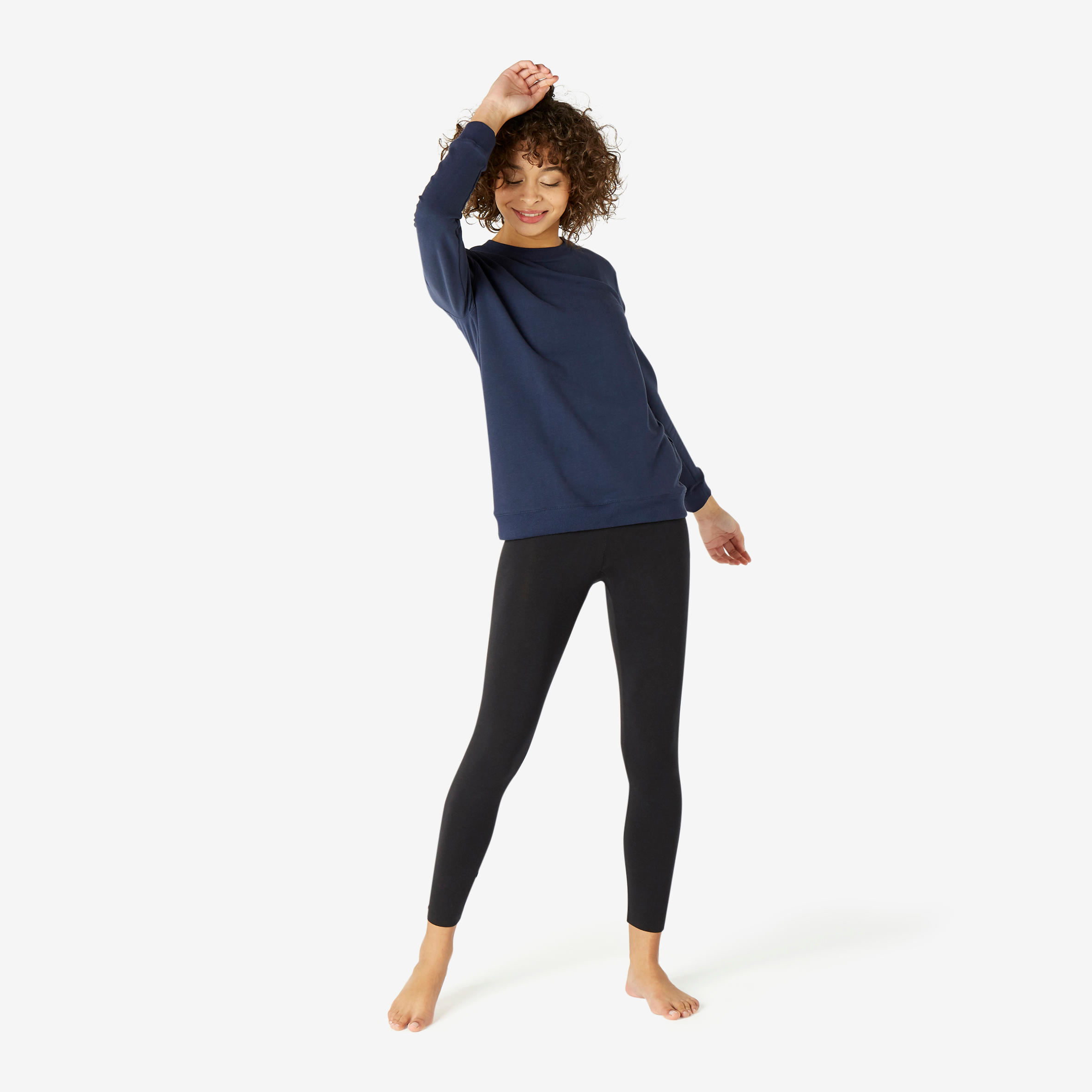 Women's Fitness Sweatshirt 100 - Navy Blue 3/6