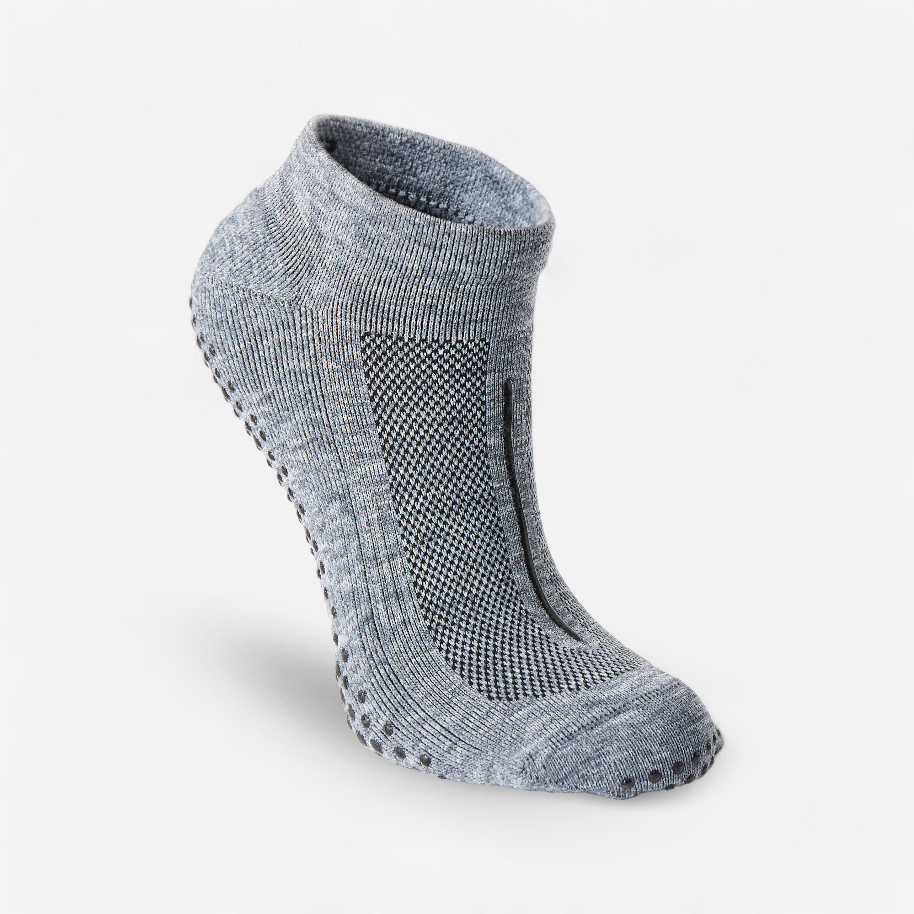 Calcetines Fitness 500 Mujer Gris Antideslizantes 2/10