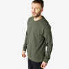 Men's Straight-Cut Crew Neck Long Sweatshirt 100 - Khaki