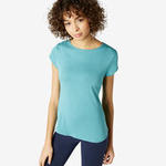 Nyamba T-shirt voor pilates en lichte gym dames 520 grijsblauw