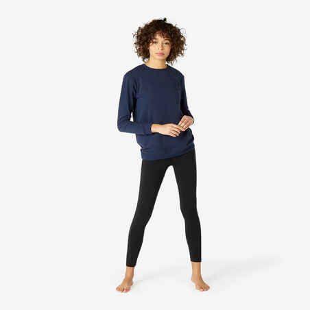 Sweatshirt mit Rundhalsausschnitt Fitness marineblau