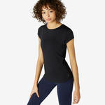 Nyamba T-shirt voor pilates en lichte gym dames 520 zwart