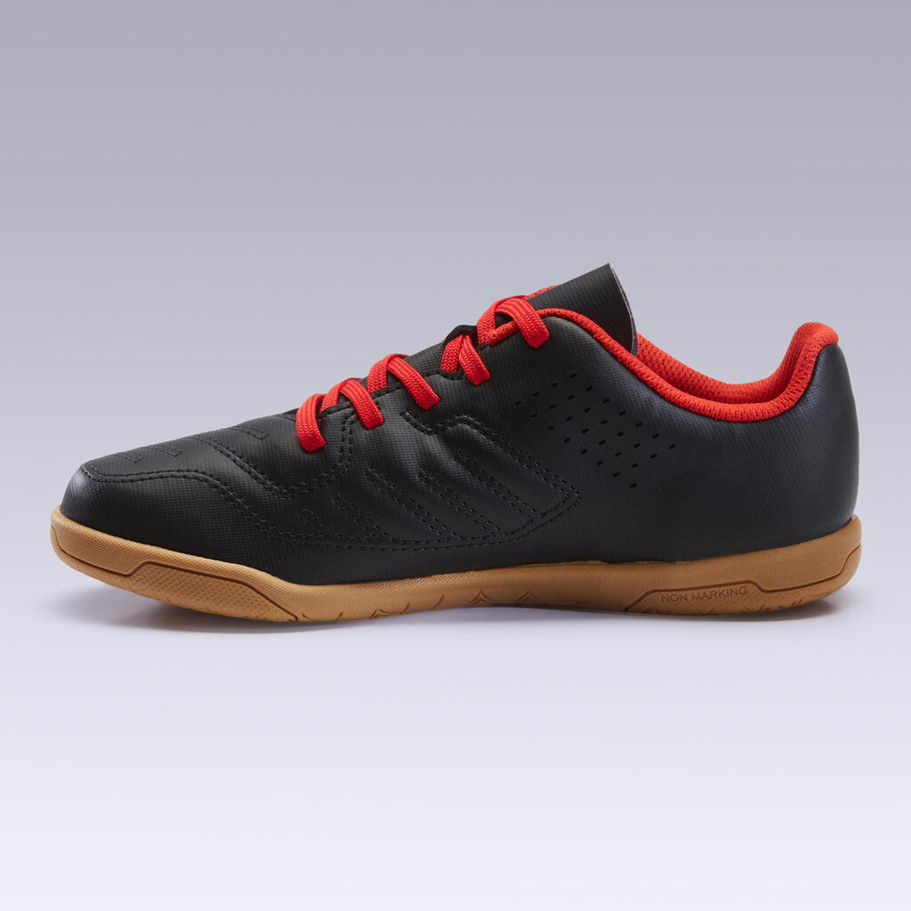 Chaussures de Futsal  enfant 100 noir rouge