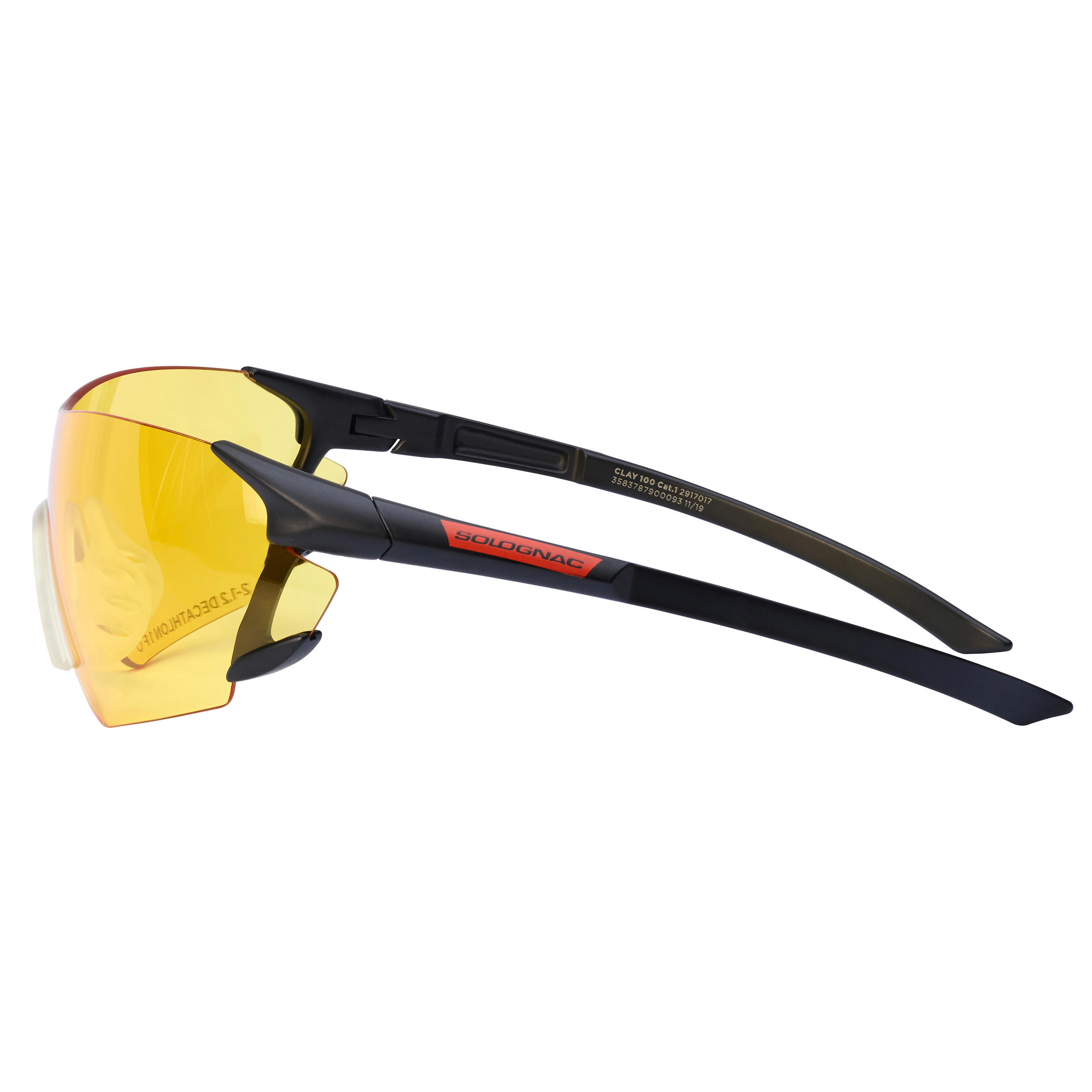CLAY PIGEON SHOOTING PROTECTIVE GLASSES 100, YELLOW STRONG LENSES, CATEGORY 1 3/3