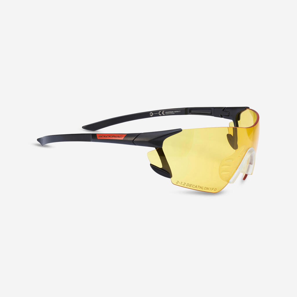 CLAY PIGEON SHOOTING PROTECTIVE GLASSES 100, YELLOW STRONG LENSES, CATEGORY 1