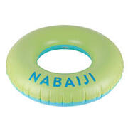 大尺寸充氣式游泳圈92 cm（含快速充氣吹嘴）－黃色／藍色。