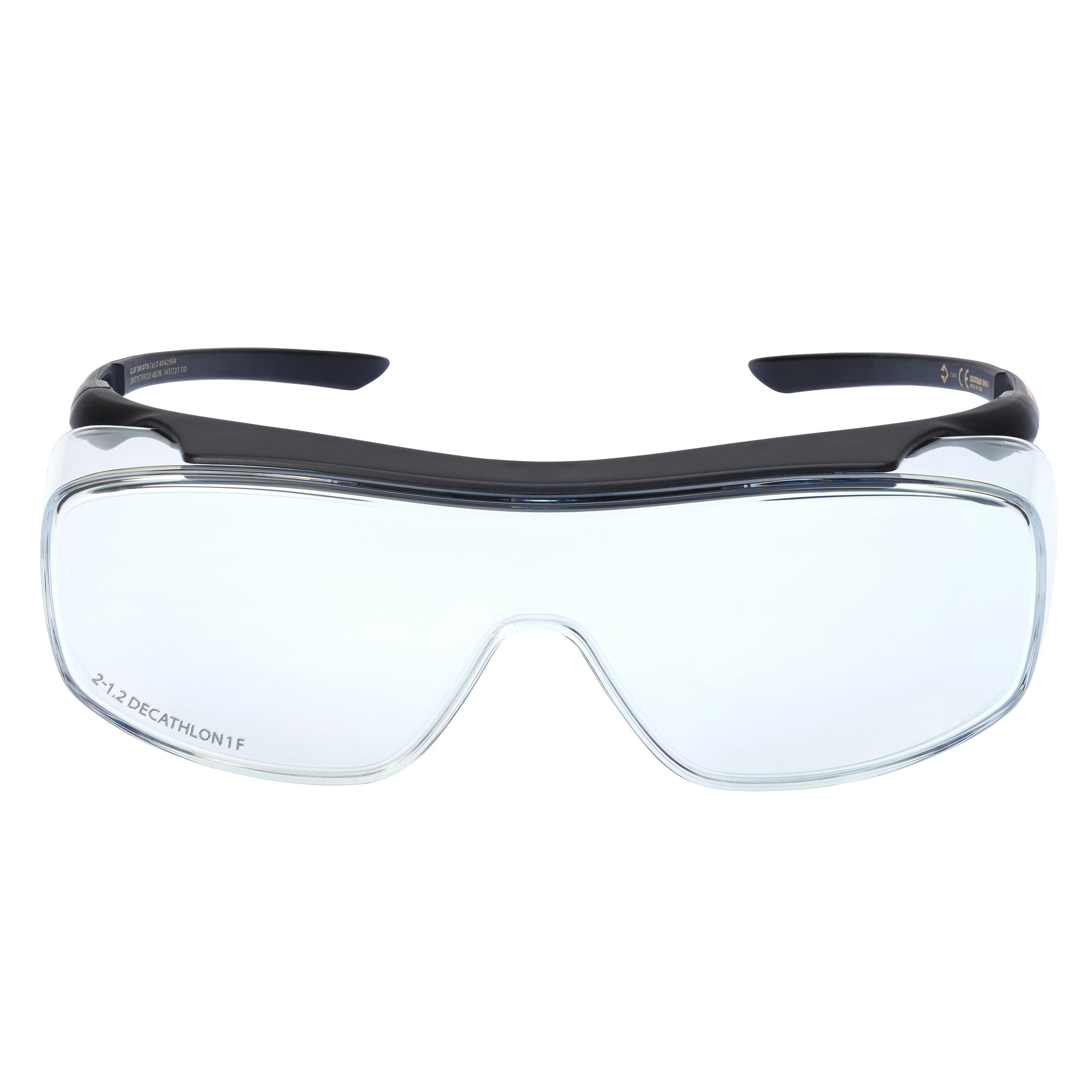 Solognac - Sur Lunette De Protection Clay 100 Otg Verre Resistant Neutre Categorie 0 - Lunettes De Protection - Chasse Et Tir Sportif - Noir - Taille