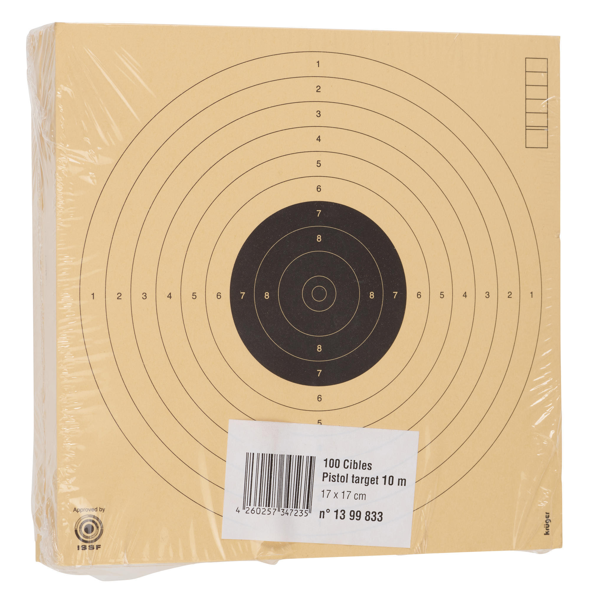 100 air pistol targets at 10 metres. 17 x 17 cm