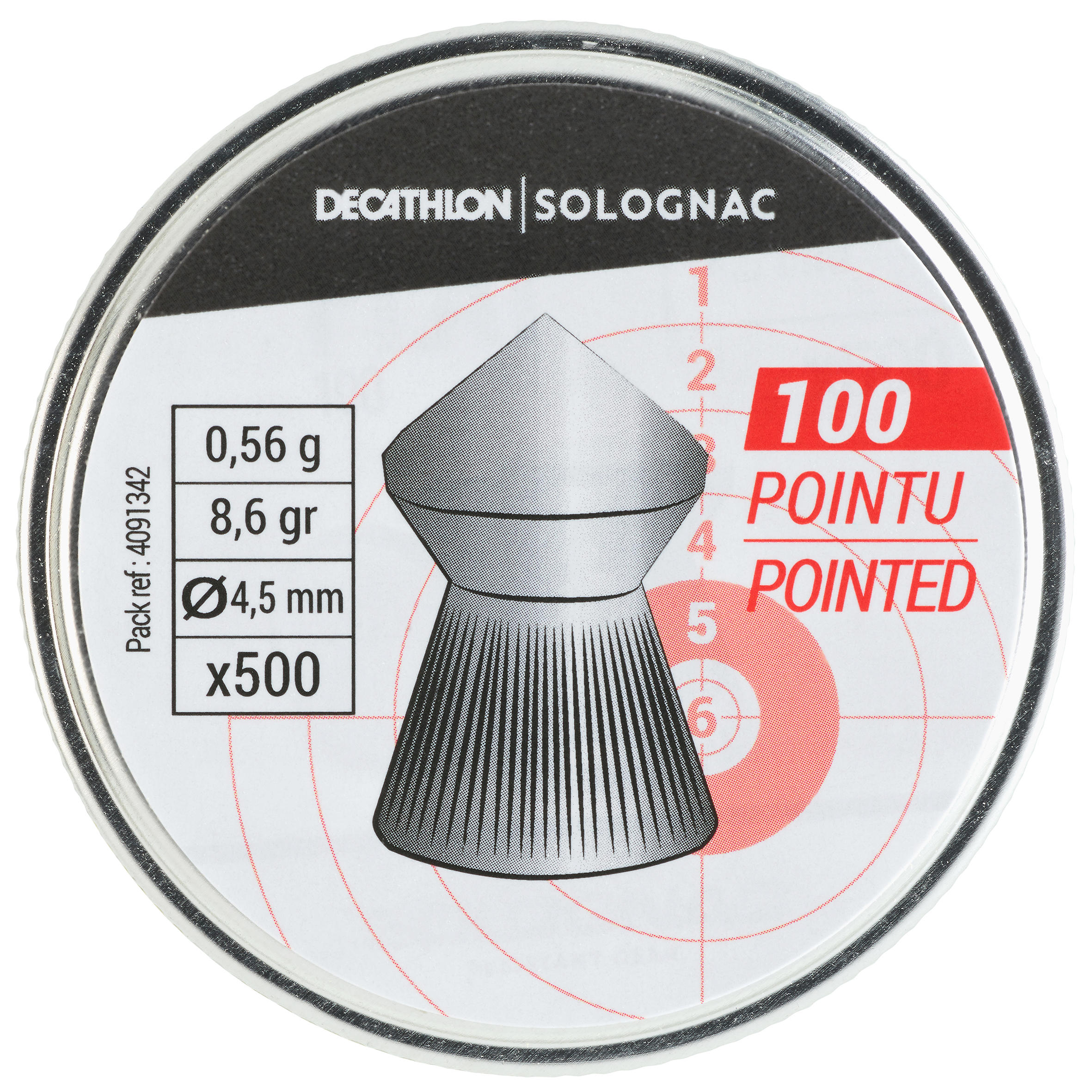 Perdigones TIro Deportivo Solognac 100  Punta 500 Unidades 4,5 mm 1/4