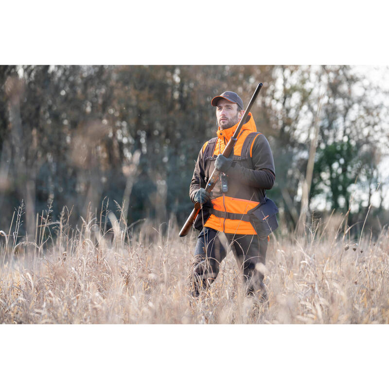 VESTE SOFTSHELL CHASSE FLUO/MARRON 500