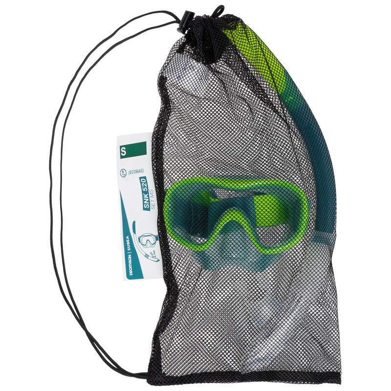 Kit plongée Masque et Tuba Snorkeling 100 Valve enfant vert fluo