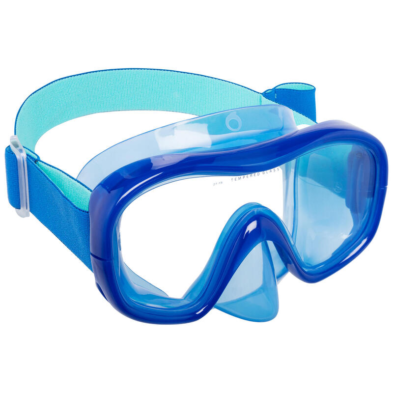 Snorkelset voor volwassenen duikbril en snorkel 100 blauw
