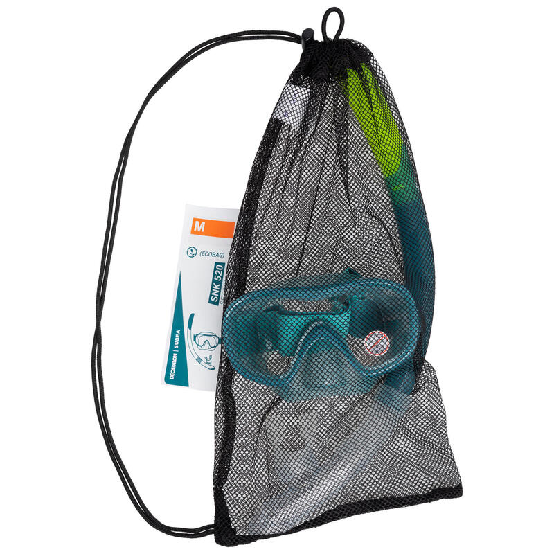 Adult Snorkelling Kit Mask and Snorkel SNK 520 peacock blue