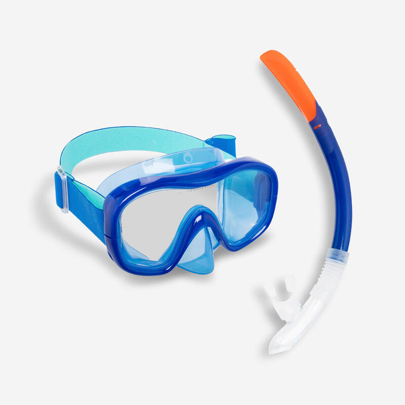 Snorkelset met duikbril en snorkel SNK 520 voor volwassenen Blauw