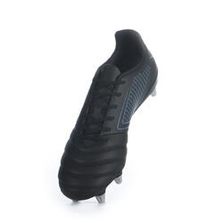 Chaussures de rugby terrain gras 8 crampons Density R100 SG noir - Decathlon