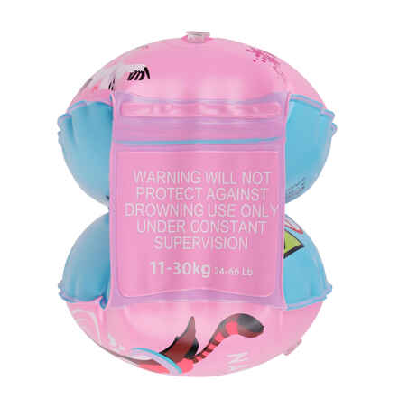 Kids' Swimming Pool Armbands 11-30 kg - Pink "Red Panda" Print