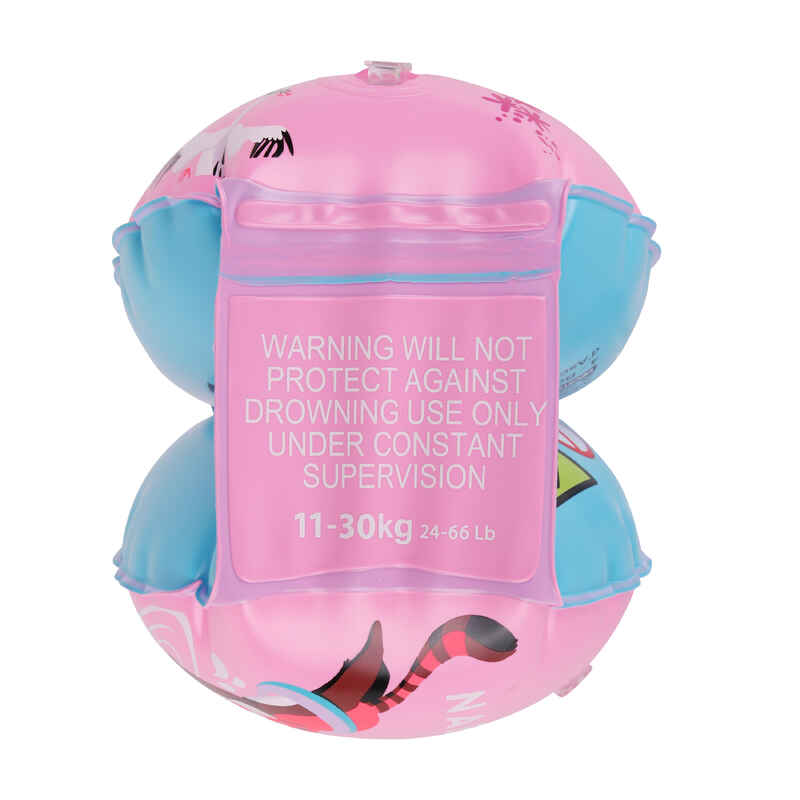 Kids' Swimming Pool Armbands 11-30 kg - Pink "Red Panda" Print