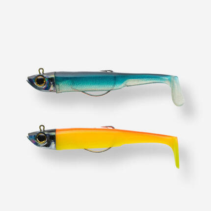 Combo leurres souples shad texan ancho 120 30g dos noir/dos blanc pêche en mer